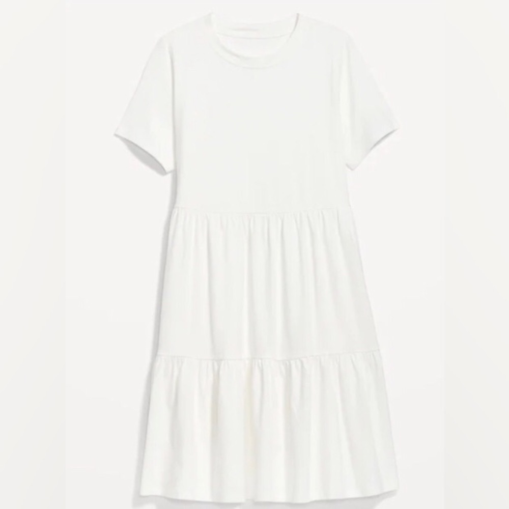 NWT! Ivory Tiered Mini Swing T-Shirt Dress for Women - Small 💜 - Picture 4 of 10